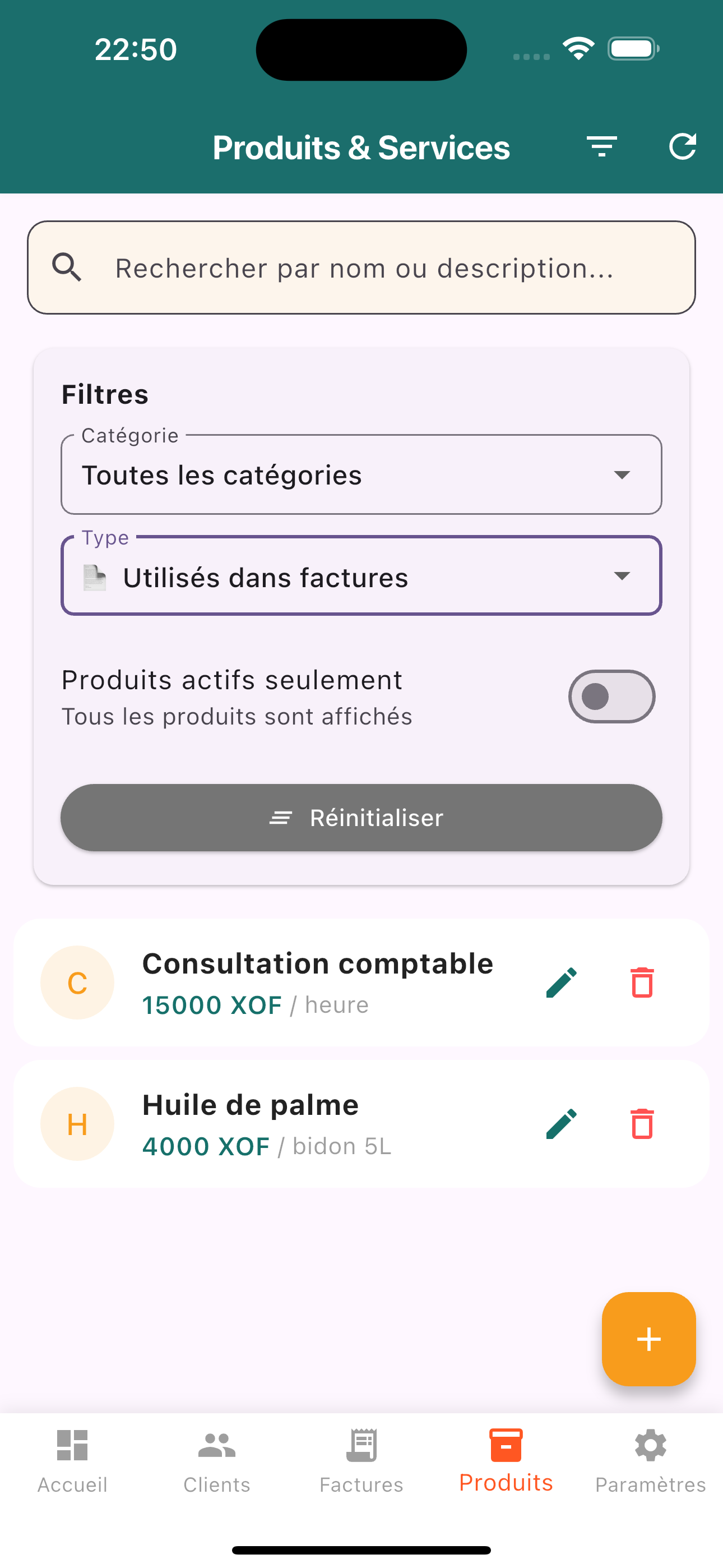 Filtres et catégories