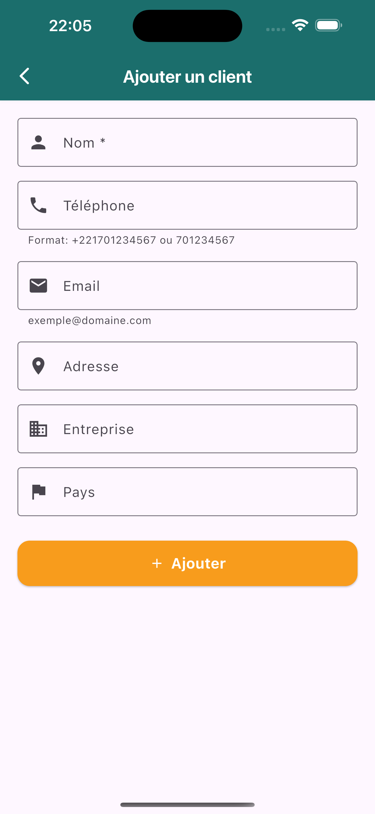 Ajout d'un nouveau client