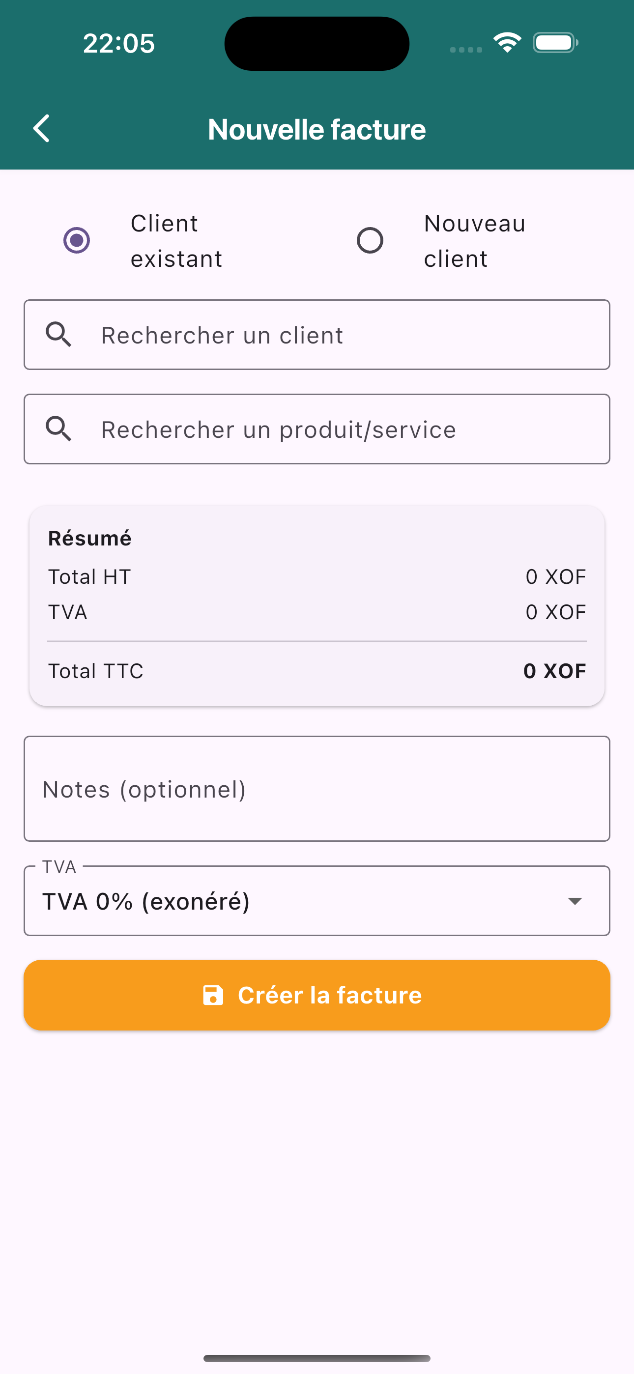 Création de facture